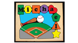 Personalized Name Sport Theme Wooden Puzzles and Stools